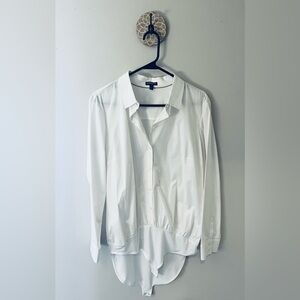 Express button up collared bodysuit - size XL - White